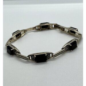 925 STERLING SILVER  AGATE & MARCASITE BRACELET